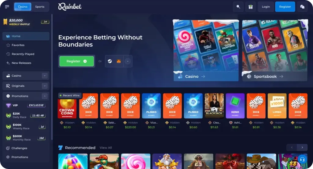 Rainbet startsida