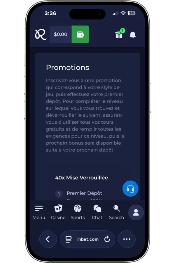 Promotions du site officiel