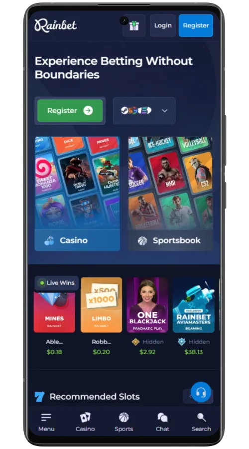 Mobile Gaming Experience Rain bet Casino