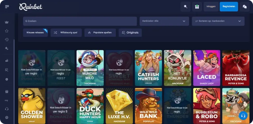 Selectie van slots en jackpots bij Casino
