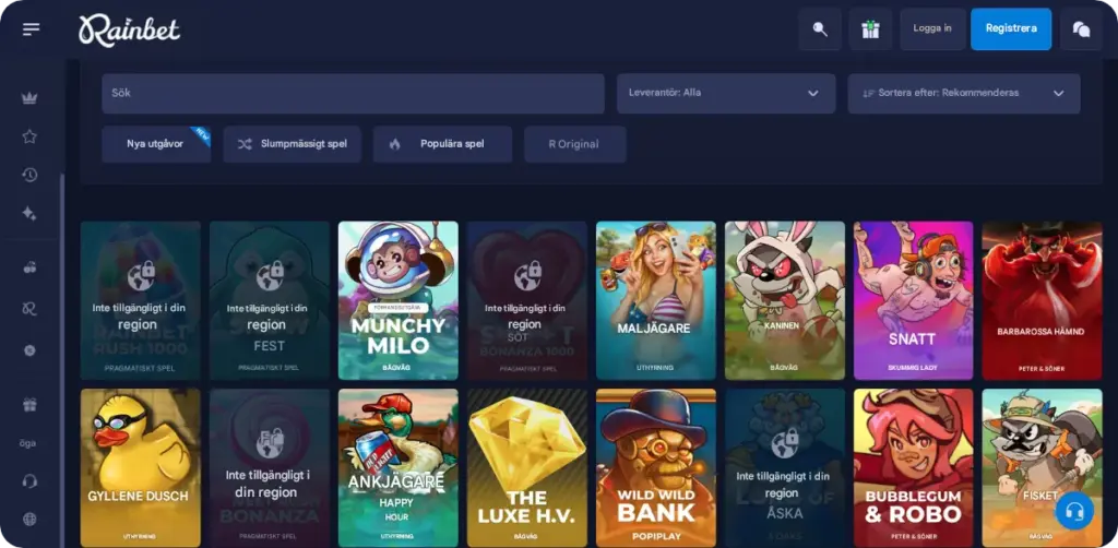 Urval av slots och jackpottar på Casino
